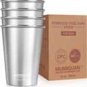 Stainless Steel Cups for Kids 12oz/350ml (4 Pack), Stainless Steel Tumbler, Kids Cups, Camping Stainless Steel Cups, Stackable Metal Drinking Glasses, BPA Free, Stackable, Durable.