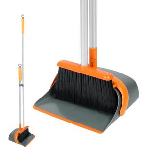 Broom and Dustpan Set with 54 Inch Long Handle - Perfect Dust Pan and Brush Combo for Home Efficient Cleaning (Orange and Grey) Broom and Dustpan Set with 54 Inch Long Handle - Perfect Dust Pan and Brush Combo for Home Efficient Cleaning (Orange and Grey)