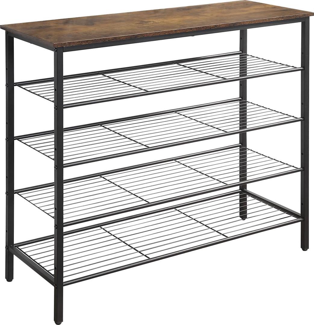 5-Tier Shoe Rack Organizer, Metal Mesh Shoe Storage Shelf, for Entryway, Hallway, Closet, Dorm Room, Industrial, Rustic Brown
