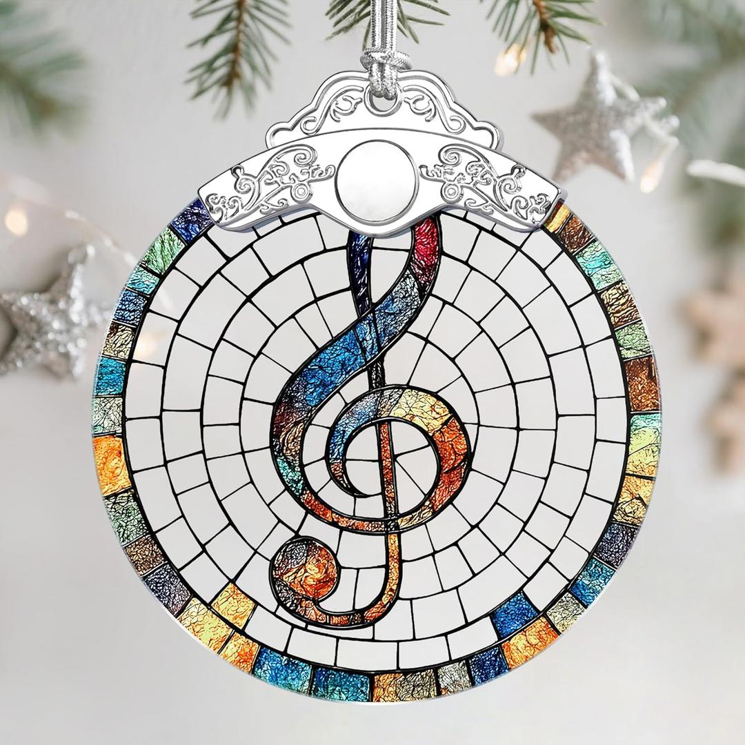 Christmas Ornaments: Stained Glass Ornament, Christmas Tree Ornament, Hanging Ornaments for Home Decor & Xmas Tree Decorations Exquisite Holiday Decor, Gifts & Holiday Present - Musical Note