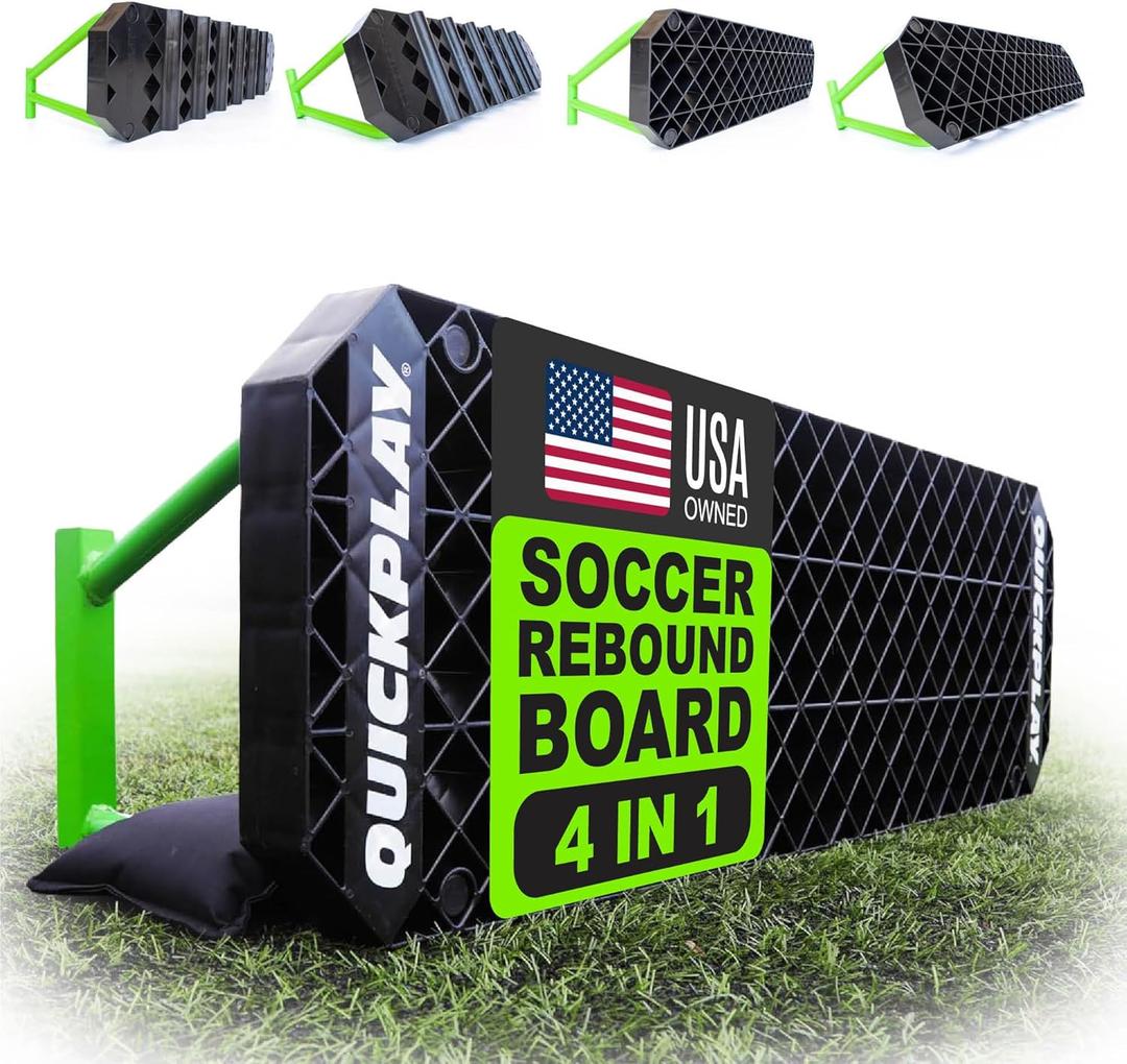QuickPlay Replay Station 4-in-1 Soccer Rebounder Board - Portable Rebound Board for Backyard - Dual Surface, Dual Angle Soccer Passing Board for Passing & Reaction Skills - Soccer Training Equipment