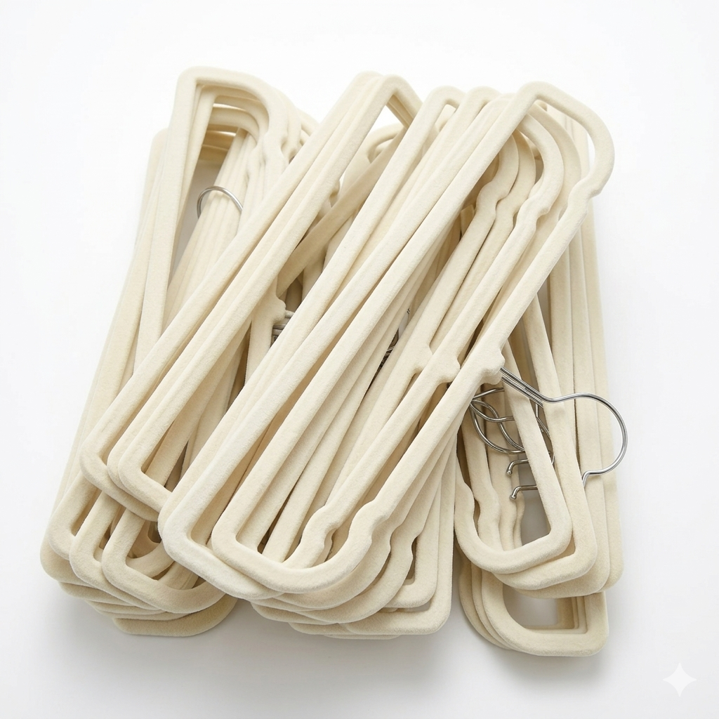 Amazon Basics Velvet Non-Slip Skirt Clothes Hangers with Clips, 360 Degree Rotatable Hook, Sturdy Construction, Organize Pants and Skirts, White, 50-Pack