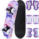 Honoson 7 Pcs Skateboard for Toddlers Beginners Knee Elbow Pads Wrist Guards Gear Set (Age 2-5 Kids 17 x 5'')
