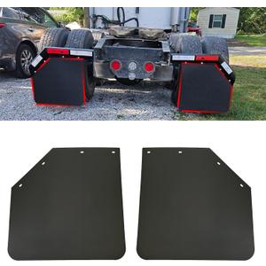 2 Pack 24 x 24 inch Black Polymer Mud Flaps Angled Fit for Semi Trucks Trailers