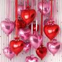 Jenaai 30 Sets Heart Foil Balloons Bulk, 30 18" Heart Balloons, 30 Satin Bows for Balloon and 2 Pcs Ribbons, Love Foil Balloon for Wedding Party Supplies Bridal(Pink, Red)