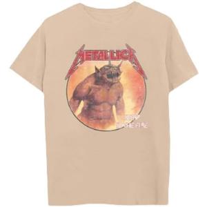 Merch Traffic Men's Metallica Jump in The Fire Unisex Tee (Beige, M)