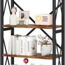 Homeiju 5-Tier Bookshelf,Wood Bookcase,Book Shelf with Steel Frame, Storage Rack with Open Shelves, Rustic Standing Bookshelves Ladder Shelf 110lbs/shelf for Bedroom,Living Room and Home Office (Vintage)