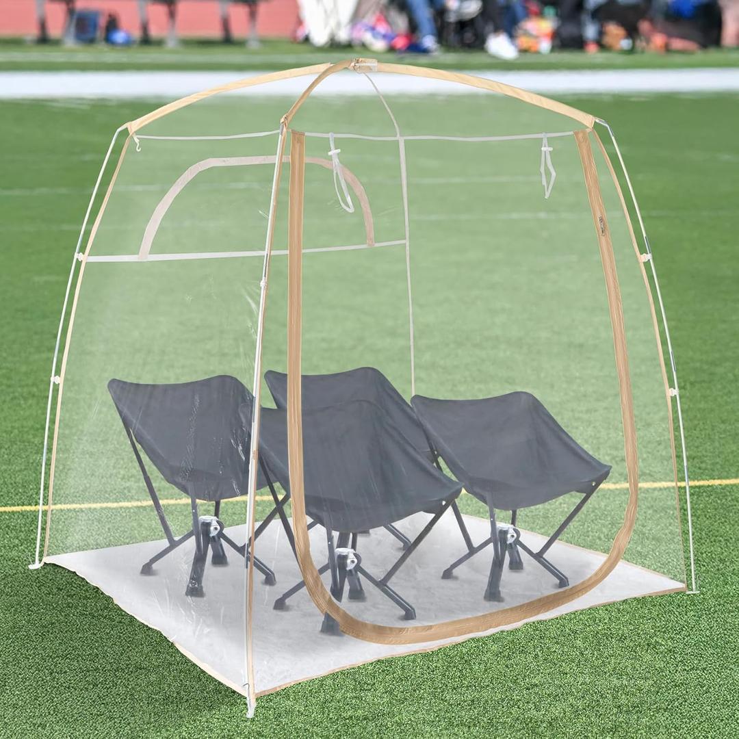 All Weather Proof Pod Sports Pod, 540View Weather Tent, 1-4 Person Instant Tent with Sealed Floor, Outdoor Screen House with Carrying Bag, Screen Room for Sport Event, Camping, Fishing (70"l70"w63"h-clear)
