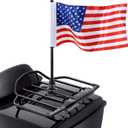 American Flag USA With Black Motorcycle Flag Pole Mount For Harley Davidson Honda Goldwing CB VTX CBR Yamaha - Fits 1/2" Round Luggage Rack