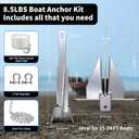 Boat Anchor Kit, 5/8.5 LBS Heavy Duty Boat Anchor with Chain, Rope and Shackles, Galvanized Steel/Stainless Steel Anchor for 8-16/15-24 FT Boats, Pontoons, Dinghy, Fishing and Bass Boats