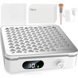 Nail Dust Collector | 1000PA Cordless Nail Dust Collector Nail Tech | 10 Speed Levels | Low Noise & Strong Suction | Reusable Filter, 10 Pads + Nail Dust Brush | for Acrylic Nails, Salon & Home-White