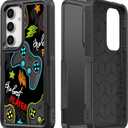 Case for Samsung Galaxy S24, Gaming Controller Best Player Pattern Shock-Absorption Hard PC and Inner Silicone Hybrid Dual Layer Armor Defender Case for Samsung Galaxy S24