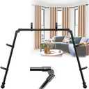 Bay Window Curtain Rods, 36-160" Heavy Duty Corner Curtain Rod, Adjustable DIY Design for Center and Side Rods,U-Shape 1 inch Drapery Rod Set with Brackets for Windows - Black