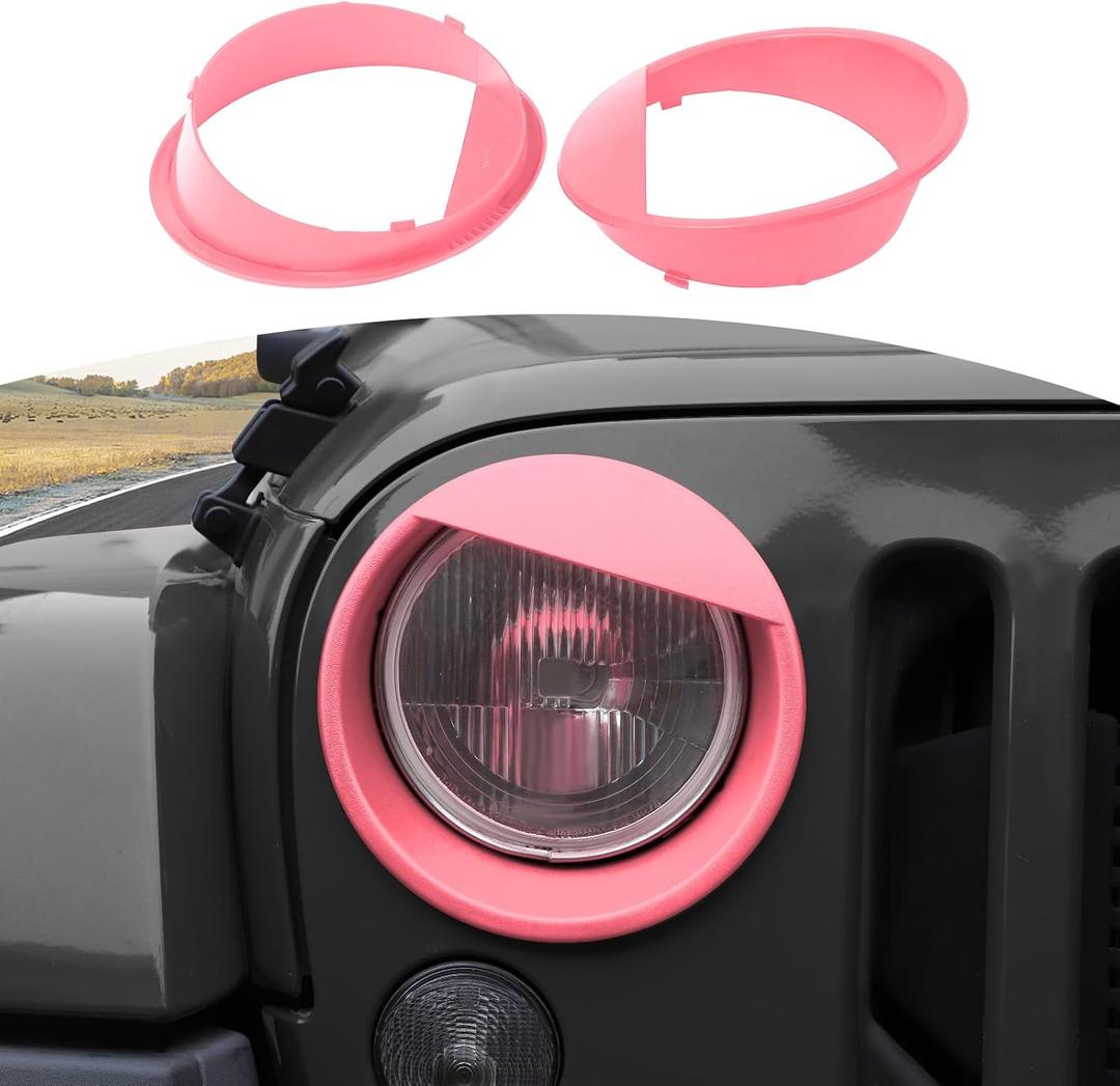 for Jeep JK Angry Eyes Headlight Cover Trim Fit for Jeep Wrangler JK JKU 2007-2017 Pink Exterior Accessories 2pcs