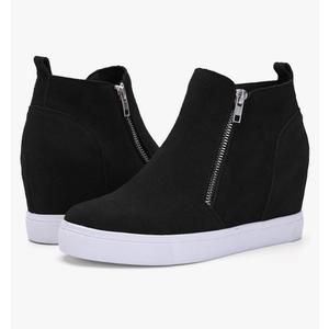 Athlefit Women's Wedge Sneakers Hidden Heel Platform Wedge Booties Hidden Wedgie Sneakers Size 8