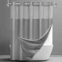 SORTTO No Hook Shower Curtain with Snap in Liner Set Waffle Shower Curtain for Bathroom Hotel Style Fabric Waterproof Inner Liner71" W x 86" H, Grey