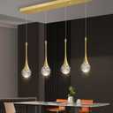 4-Lights Modern Pendant Lights for Kitchen Island LED Dimmable Crystal Glam Ceiling Pendant Lighting Chandelier for Dining Room Hallway Bedroom Gold
