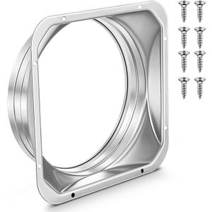 Zonon 1 Pcs 6 Inch Duct Connector Flange Metal Straight Pipe Flange for Heating Cooling Square to Round Vent Duct Connector with 8 Screws for Ventilation System