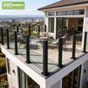 Glass Railing Mid Post 35.8",304 Stainless Steel Glass Balustrade Post with Spigot Slots for Indoors & Outdoors Railing of Deck,Balcony,Attic,Staircase (Mid Post,Black)