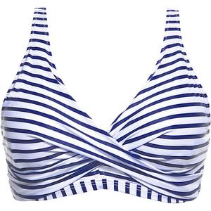 Aqua Eve Women Full Coverage Bikini Top No Bottom Push up Swimsuits Top Sport Bra Bathing Suits Tops (Small, Navy Striped)