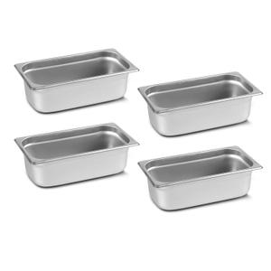 Aplancee 4-Pack Hotel Pans with Lids 1/3 Size x 4 Inch Deep, Commercial Stainless Steel Food Pan Dishwasher Safe for Buffet, Steam Table, Restaurant & Cooking