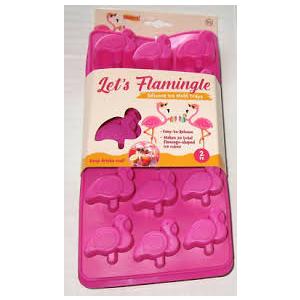 LET'S FLAMINGLE Silicone Ice Mold Trays 2 Pack Makes 30 Total Flamingo Ice Cubes
