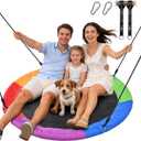 Trekassy 48 Inch Saucer Tree Swing, 700lbs Capacity Round Swing for Kids Adults Outdoor Backyard, 900D Oxford Waterproof with Adjustable Ropes