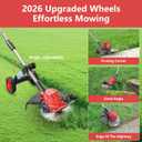 Electric Weed Wacker with Wheel, 3-in-1 Brushless Brush Cutter/String Trimmer/Grass Trimmer/Lawn Mower, 12" Cordless Weed Eater Battery Powered, 2 * 4000mAh Battery, 4 Blade and Charger