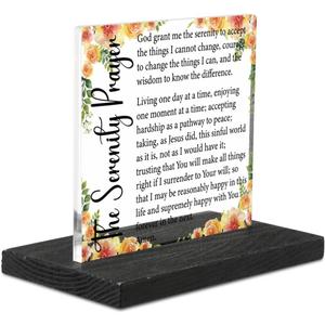 The Serenity Prayer Gifts for Women, Christian Quote Desk Sign, Church Office Decor, AA Gift for Recovery, Chaplain Christian Prayer Bible Verse Decorative Signs Plaques YCT27
