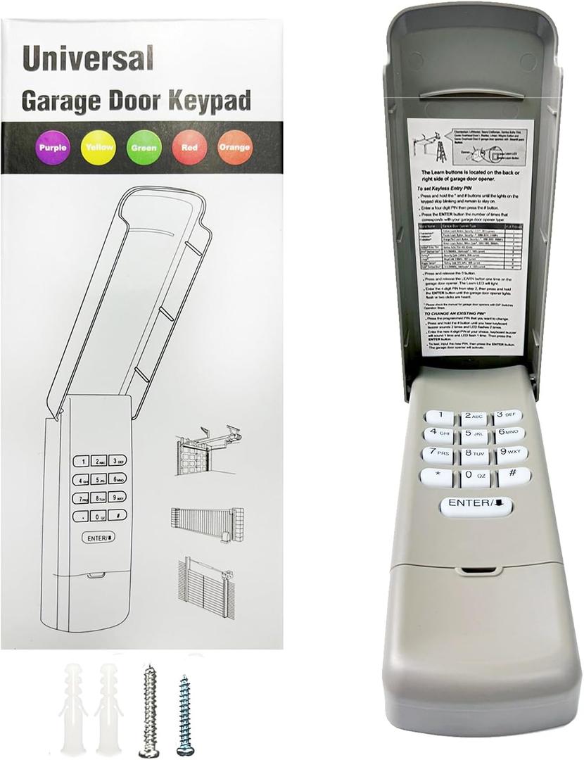 Universal Garage Door Opener Keypad for Liftmaster Chamberlain Craftsman Wayne Dalton Openers Produced Since 1993, Wireless Keypad Keyless Entry, Replaces 877/878MAX 377/977/877/66LM, Safe Security
