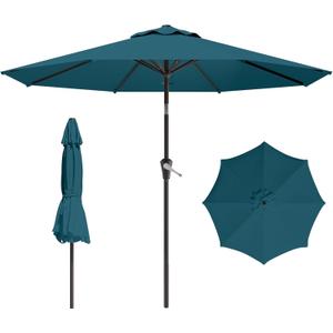 10 FT Patio Umbrella for Outdoor, Outdoor Table Umbrella with Push Button Tilt and Crank, Outdoor Patio Umbrellas with 8 Sturdy Ribs, Patio Umbrellas for Market, Garden, Pool (Lake Blue) (10FT)