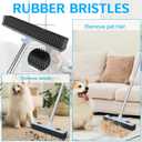 2 x Rubber Broom Carpet Rake for Pet Hair Removal, Dog Hair Broom with 59" Adjustable Handle, Push Broom with Squeegee for Carpet, Hardwood Floor, Tile, Includes 1 Pet Hair Brush