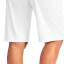 G Gradual Women's 12" Bermuda Long Shorts with Pockets High Waisted Stretch Knee Length Shorts for Women Summer Walking (White, L)