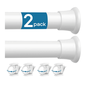 2PCS Spring Tension Curtain Rods 26 to 48 Inch White Spring Curtain Rod Short Curtains Rod Tension Small Curtains Rods for Window, (With Two Set Rod's Holder