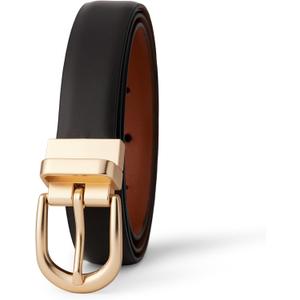 Amazon Essentials womens Reversible Leather Belt (Medium, Brown/Tan)