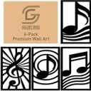 GALLERY GRACE 4-Pc Music Notes Metal Wall Art, Black Wall Decor Set | 11 x 16 In Metal Panels, Music Notes Wall Decor, Minimalist Style, Ready to Hang, for Living Room, Office, Studio or Bedroom