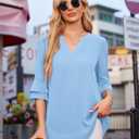 3/4 Sleeve Tops for Women Work Professional Plus Size Blouses Dressy Casual Tops Business Casual V Neck Tunic Loose Fitting Cute Wedding Elegant Party Chiffon Summer Night Out Clothes Light Blue XL (Blue, XL)