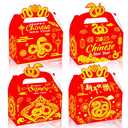 Chinese New Year Party Favor Boxes 2025 Year of the Snake Goodie Gable Boxes Lunar New Year Party Gift Boxes Chinese Spring Festival Decoration for 2025 Chinese New Year Spring Festival Party Supplies