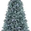 YITAHOME Prelit Blue Spruce Christmas Tree with Adjustable Lighting System, 6 FT Pre-Lit Artificial Hinged Christmas Tree with 450 Cold-White Lights, 8 Lighting Modes
