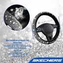 Skechers Womens Bling Steering Wheel Cover, Velvet with Sparkly Crystal Rhinestones, Stylish Car Interior Gift, Universal Fit 14" 1/2-15" for Cars, SUVs, Trucks, Silver Diamond