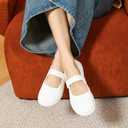 Waluzs Wide Toe Box Flats Shoes Women Knit Ballet Flats Mary Jane Dress Flat Wide Width Walking Shoes Slip-on with Strap, Size 11