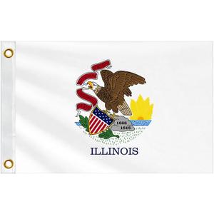 Double Sided Illinois State Boat Flag 16x24 Inches for Bike Motorcycle Truck Small IL Nautical Flag 220D Heavy Duty Printed Nylon with 2 Brass Grommets