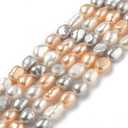 Beadthoven 45pcs/Strand Natural Freshwater Pearl Beads 6-8mm Colorful Irregular Nuggets Pearl Beads Oval Rice Loose Spacers for DIY Necklace Bracelet Jewelry Making Beading Supplies(Mixed Color)