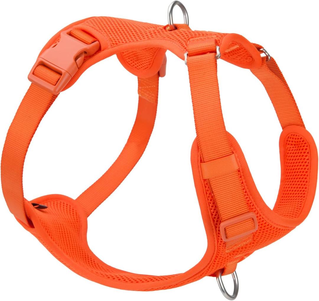 No Pull Dog Harness for Small Medium Large Dogs - Adjustable 2 Layer Mesh Dog Vest with Dual Clip, Escape Proof, Quick Release, Lightweight Breathable Mesh for Walking Hiking (Orange,M) (M(Neck:18.5-25.6",Chest:20.9-30.7"))
