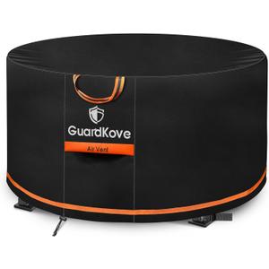 Fire Pit Cover Round 48 Inch [2025 Upgraded 1000D Heavy Duty Fabric] for 46- 48 Fire Pit/Table, Waterproof Tear & Fade Resistant Firepit Cover with Buckle, Drawstring, Air Vent (48D x 24H, Black)