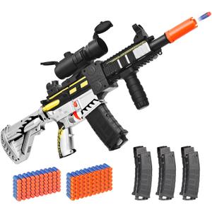 Realistic Toy Foam Blaster Gun - Electric Sniper Rifle with Scope 120 Soft Bullets 3 Magazines, Automatic Dart Gun for Boy Ages 8-12 Years Old, Indoor Outdoor Gifts for Adult Kid Christmas Birthday 