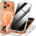 Miracase Magnetic for iPhone 17 Pro Max Case with Privacy Screen Protector [Compatible with MagSafe],Full Camera Protection and Full Body Shockproof Bumper 17 Pro Max Phone Cover 6.9", Clear