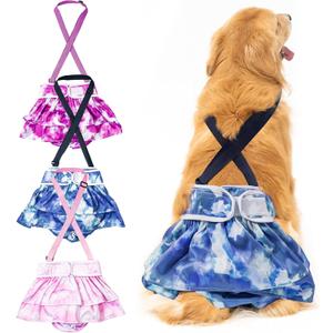 3 Pack Avont Washable Female Dog Diaper with Suspender, Reusable Girl Doggie Diapers for Small Medium Large Doggy in Heat Cycle Period Incontinence -XL