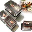 MQXYSDLY 4 Pack 304 Stainless Steel Food Containers with Leakproof Lids, Reusable Metal Storage Containers, Oven/Dishwasher/Freezer Safe