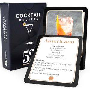 Cocktail Recipe Cards Set  52 Bartender Drink Recipes for Home Bar & Parties  Water-Resistant Mixology Flashcards, Glossy 350 GSM, Easy-Read Large Font, Gift for Cocktail Lovers  Briston